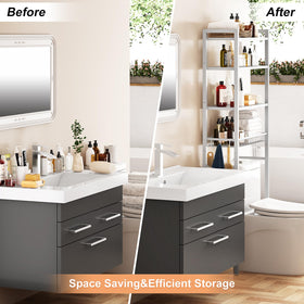 Kalrin sturdy metal frame provides stable over-the-toilet storage.