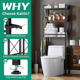 Kalrin three-tier rack maximizes vertical storage in compact bathrooms