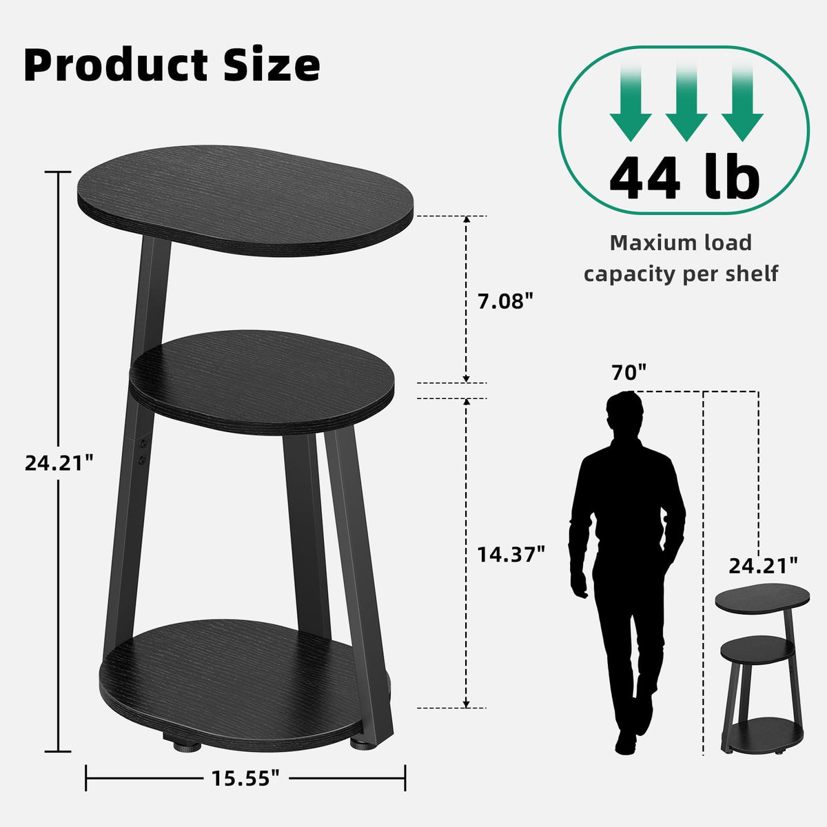 Kalrin oval side table with cross-frame for stable support