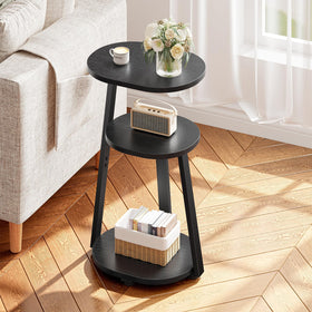 Kalrin oval side table with a wide top surface for laptops and books