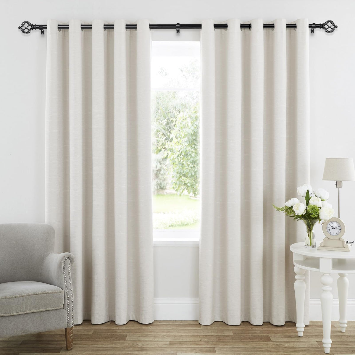 KAMANINA adjustable curtain rod from 32 to 86 inches fits varied window widths.