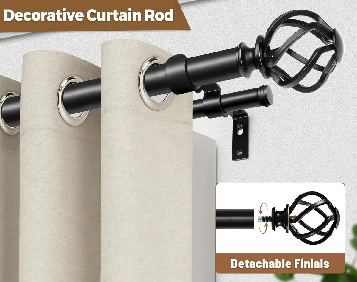 KAMANINA back rod with ball finials creates a balanced, layered look