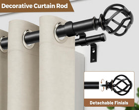 KAMANINA back rod with ball finials creates a balanced, layered look
