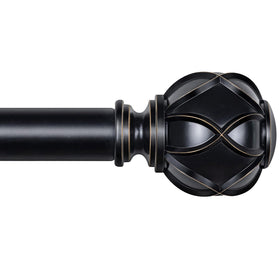 KAMANINA black curtain rod extended to fit large windows with secure mounting.