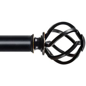 KAMANINA black curtain rod with twisted cage ends adds elegant drama to any room.