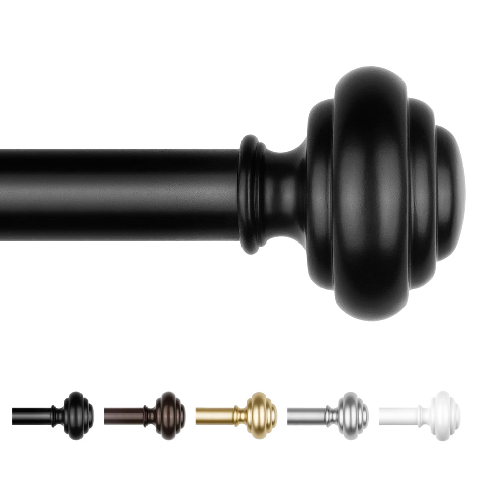 KAMANINA black curtain rod spans wide windows for 48–84 inches.