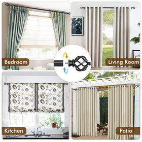 KAMANINA sturdy black metal rod supports lightweight to medium drapes with durability.