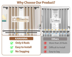 KAMANINA heavy-duty front rod in 1 inch diameter for strong drapery support