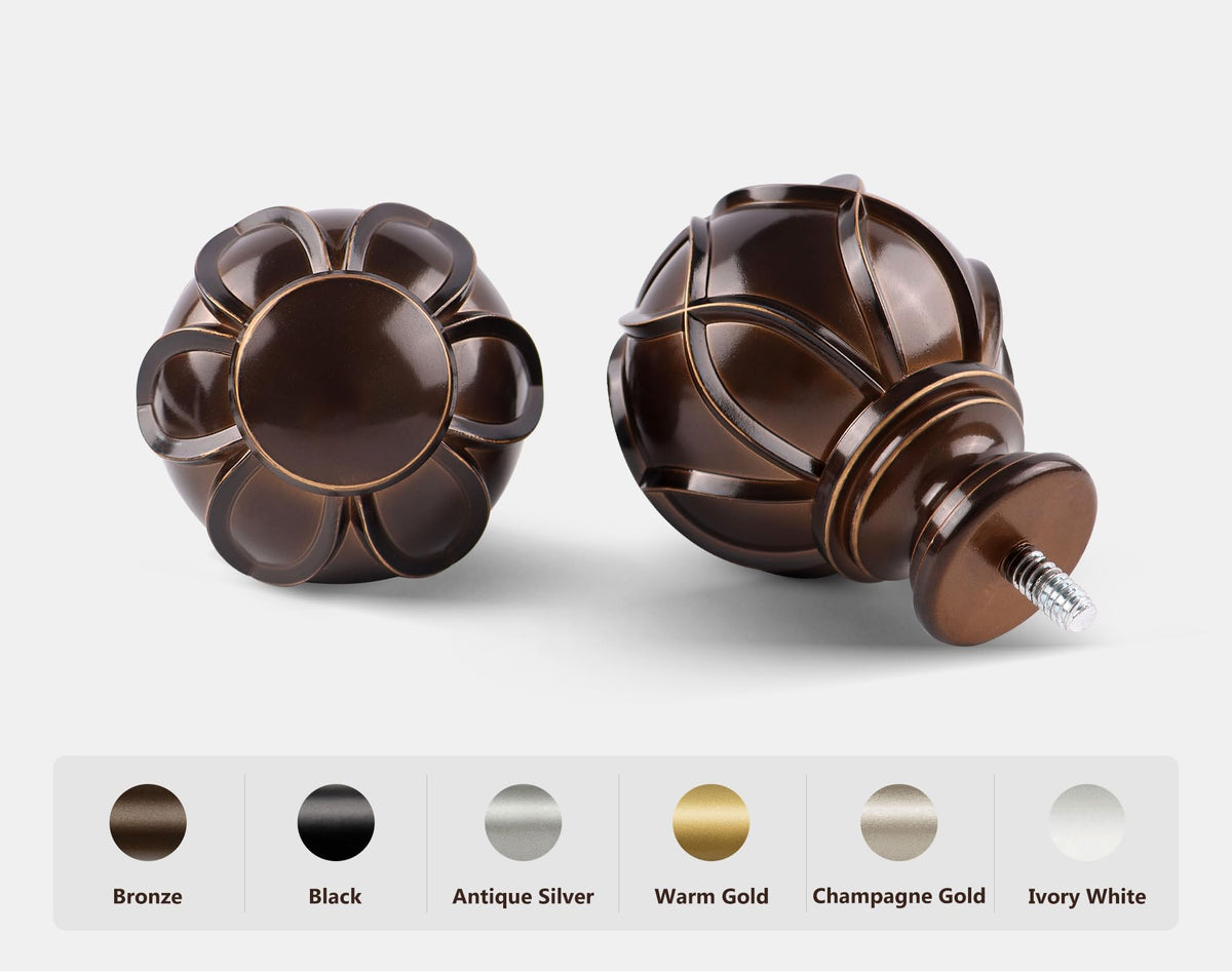 KAMANINA bronze curtain rod with netted finials adds decorative flair