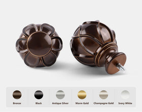 KAMANINA bronze curtain rod with netted finials adds decorative flair