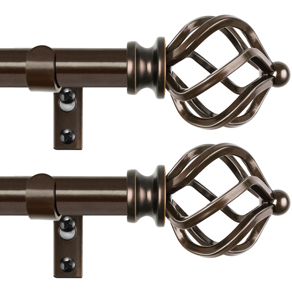 KAMANINA bronze curtain rod with telescoping design fits 32 to 86 inches.