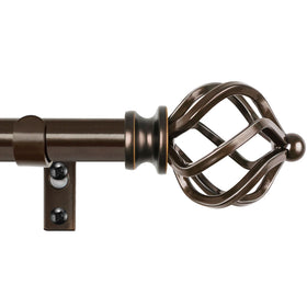 KAMANINA twisted cage finial on bronze rod enhances decor and style.