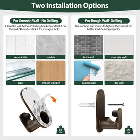KAMANINA adhesive bracket system securing rod on smooth surface.