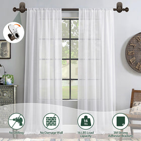 KAMANINA adjustable bronze curtain rod shows 32 to 86 inch length.