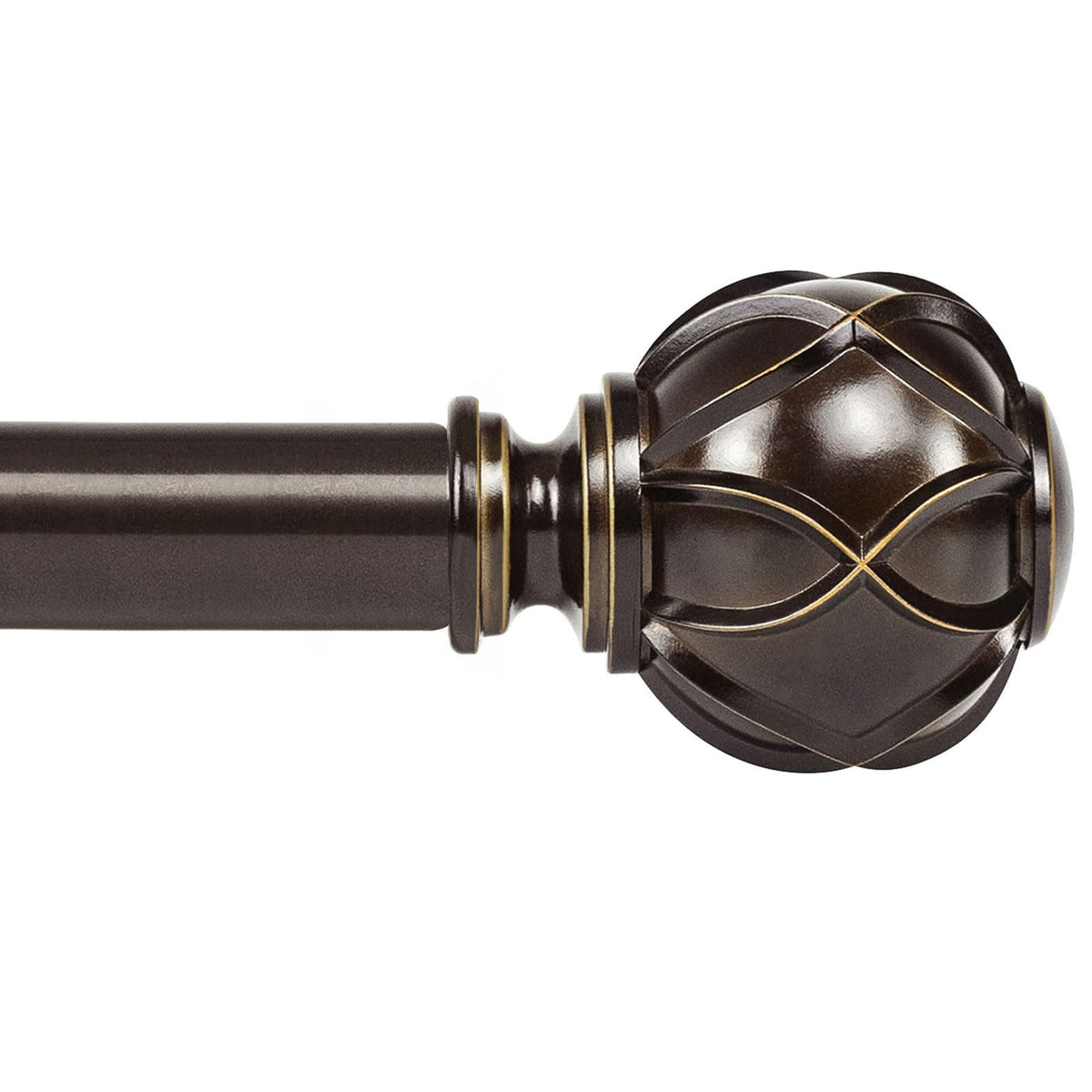 KAMANINA antique bronze curtain rod with netted finials enhances window decor.