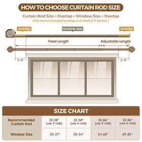 KAMANINA adjustable rod supports sheer to heavy drapes.