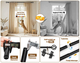 KAMANINA curtain rod mounting setup with included hardware.