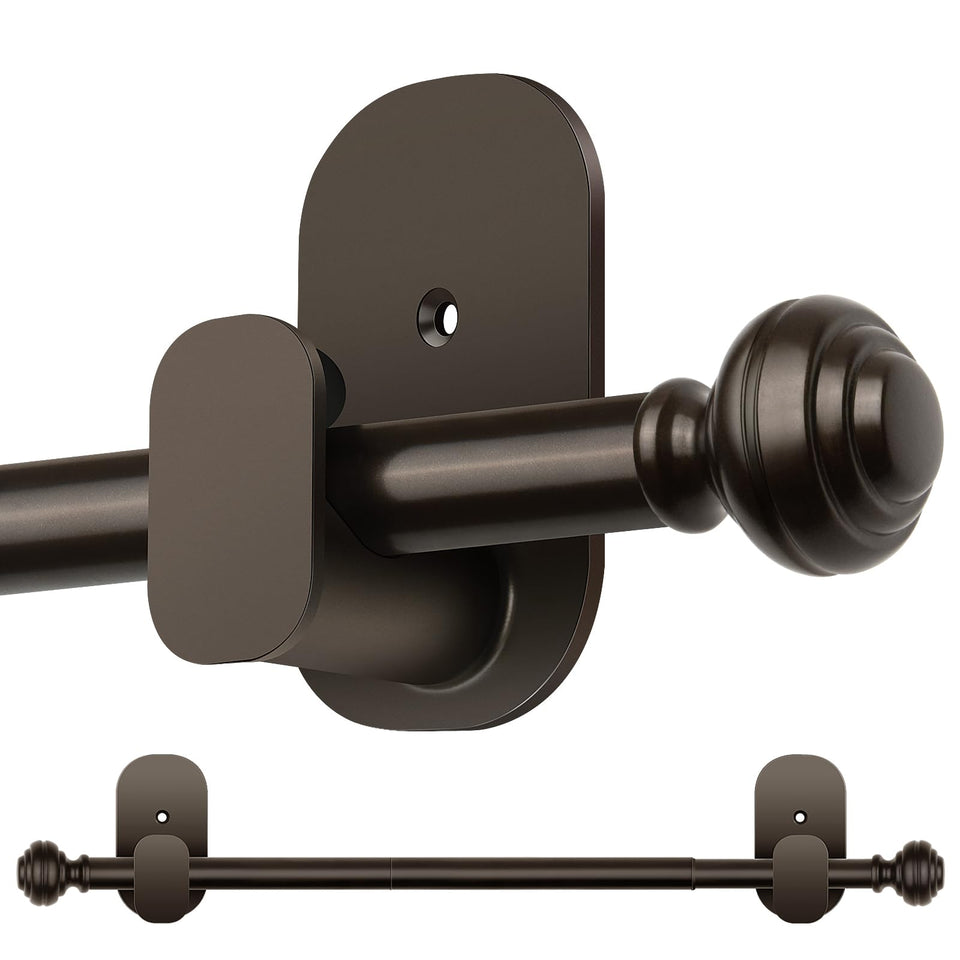 KAMANINA curtain rod with no drill bronze bracket for renter-friendly setup.