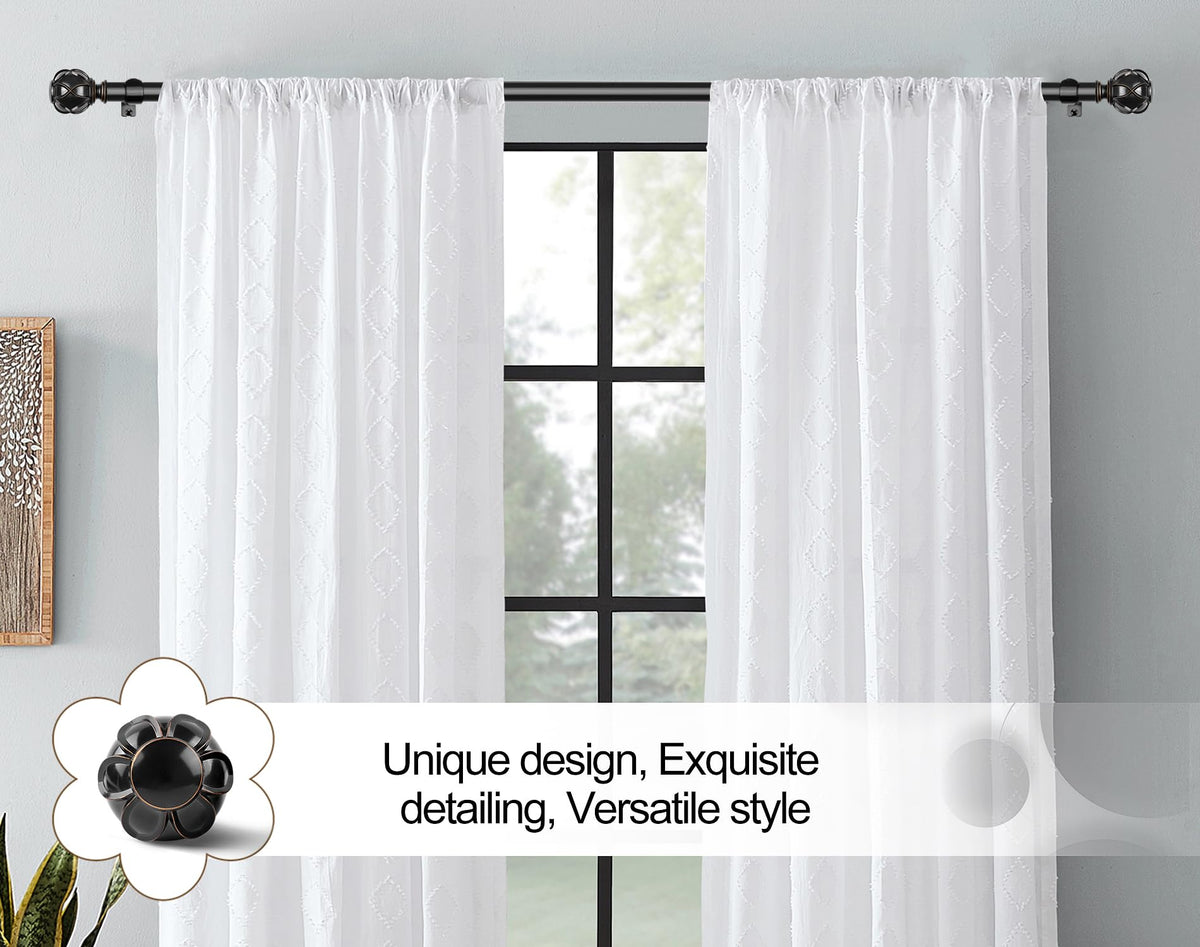KAMANINA curtain rods netted texture finials add a stylish, modern touch.