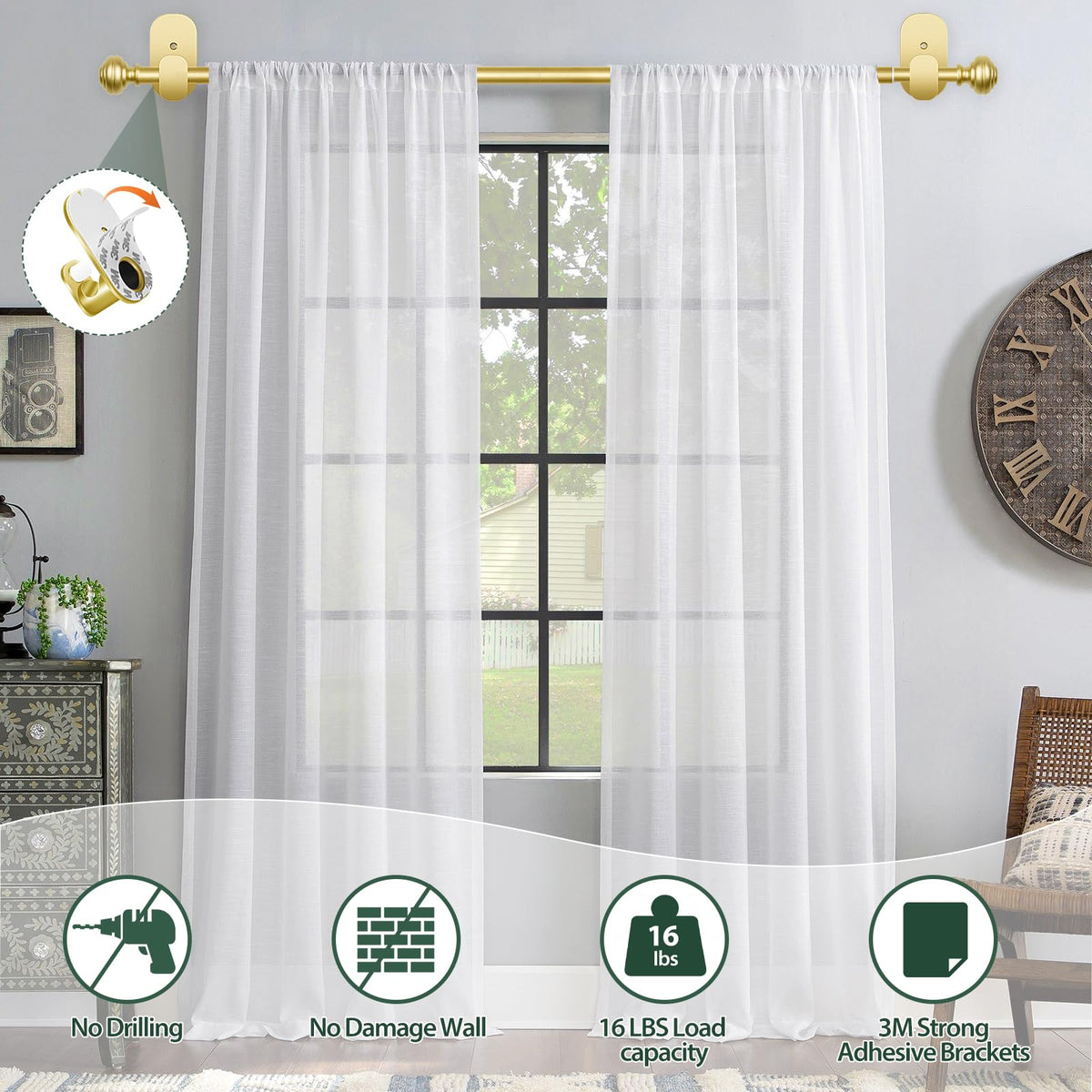 KAMANINA adhesive brackets mount securely, preserving wall surfaces in apartments.