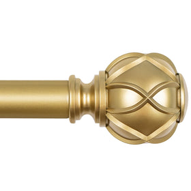 KAMANINA gold curtain rod with telescoping reach for flexible window sizing.