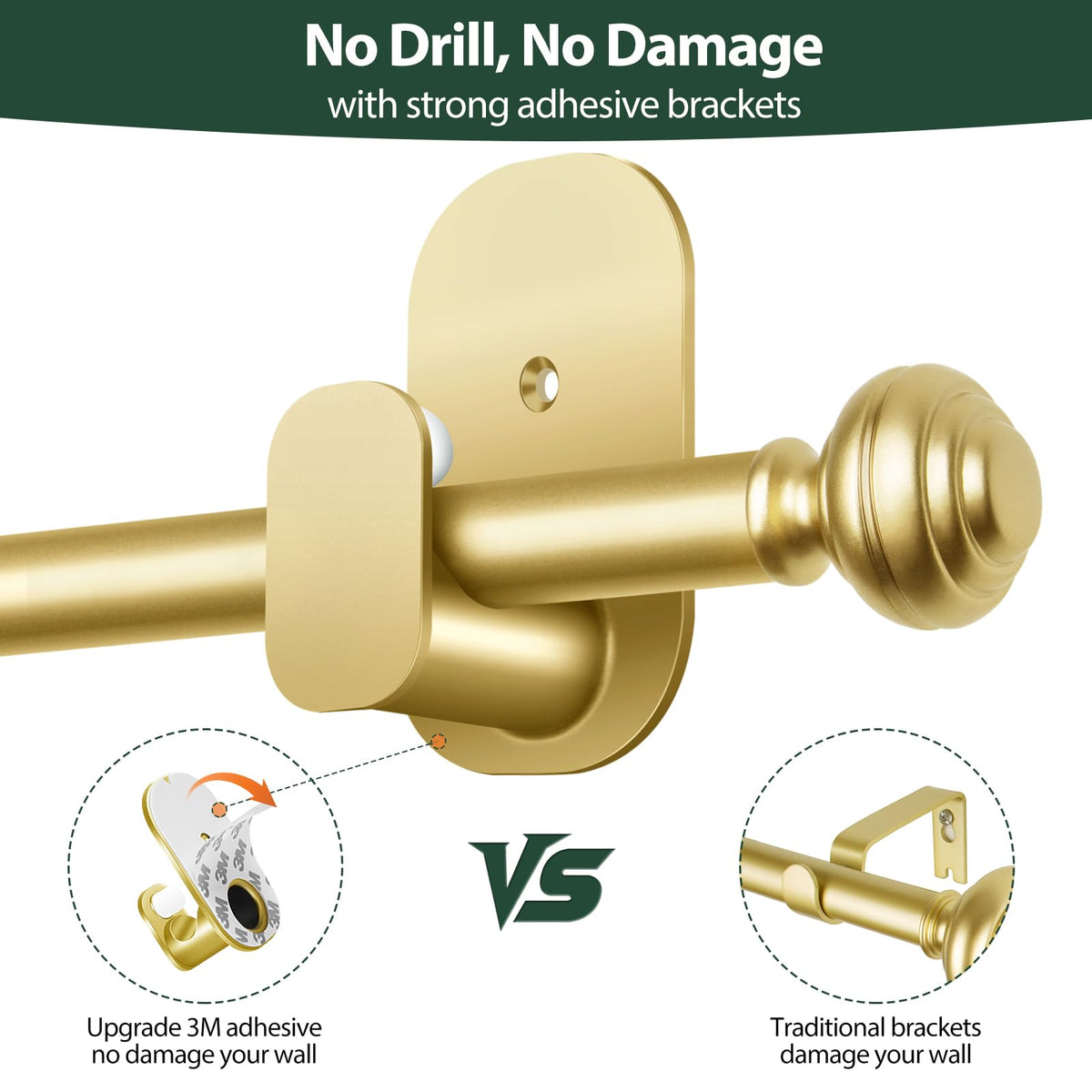 KAMANINA gold curtain rod looks elegant and elevates any room decor.