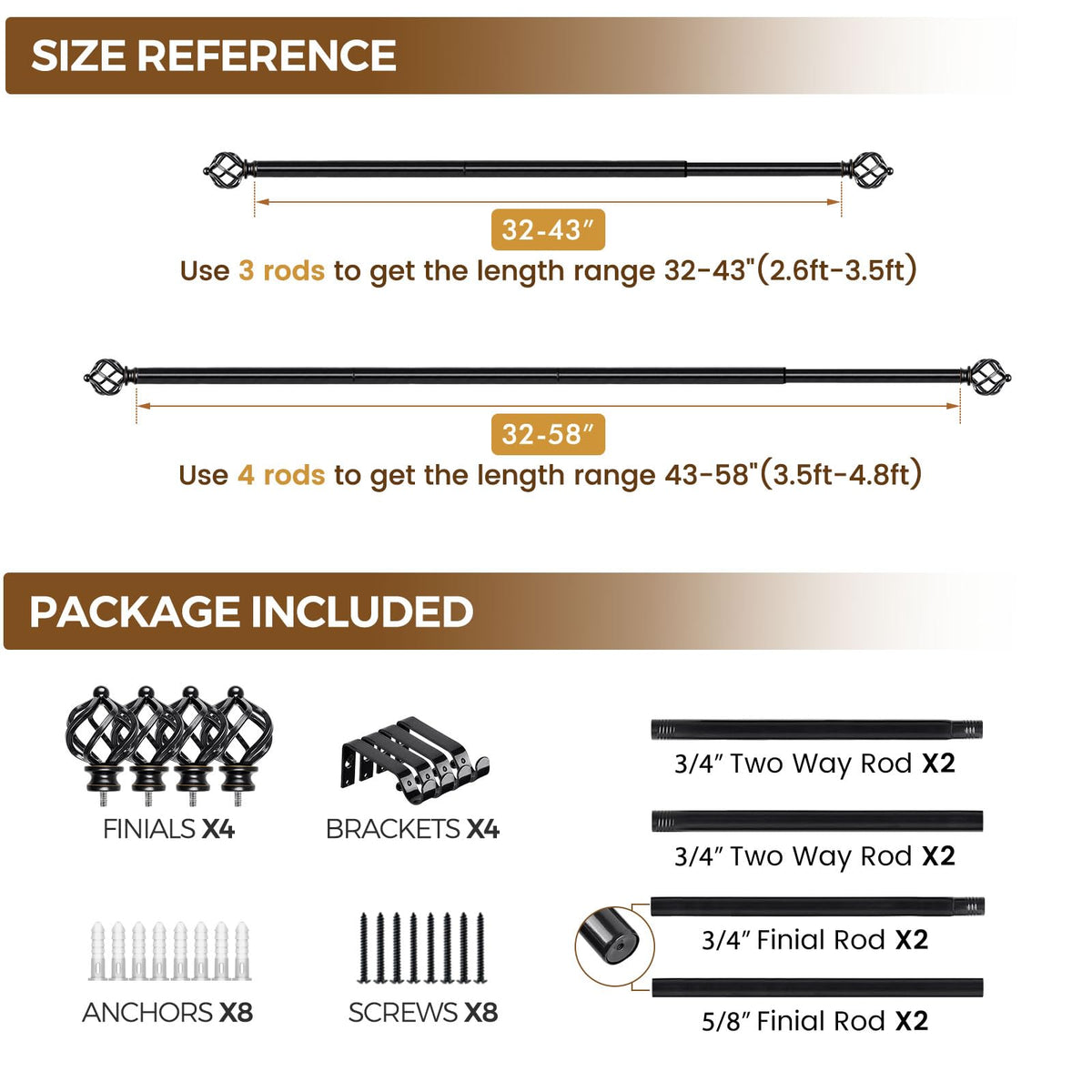 KAMANINA 22-pound capacity handles a range of drapes.