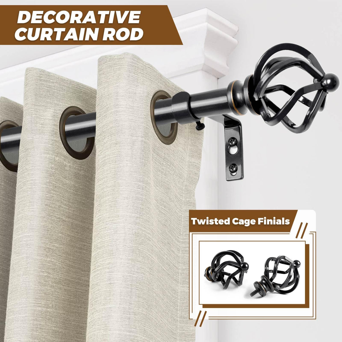 KAMANINA outer 3/4-inch rod provides sturdy support for heavier drapes.
