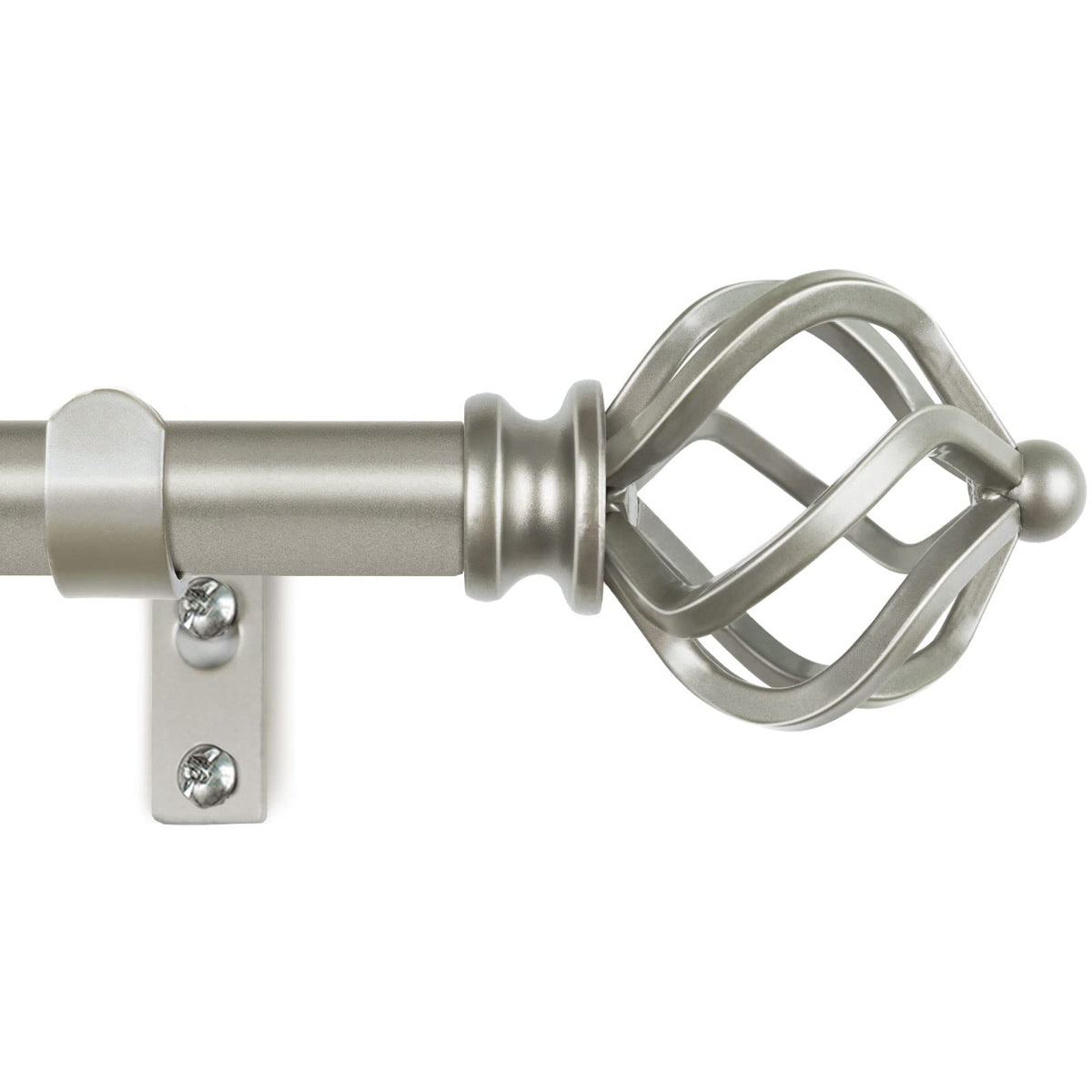 KAMANINA silver curtain rod with adjustable length for versatile window sizing