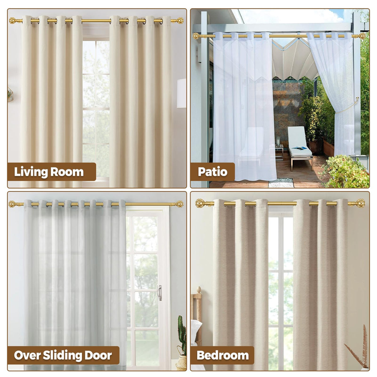KAMANINA tab-top, back-tab, and rod-pocket compatibility for versatile drapes.