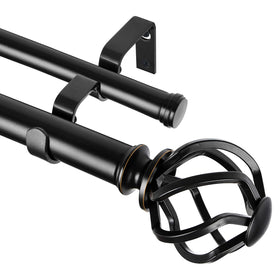 KAMANINA telescoping double curtain rod extends to fit large windows with a sleek black finish