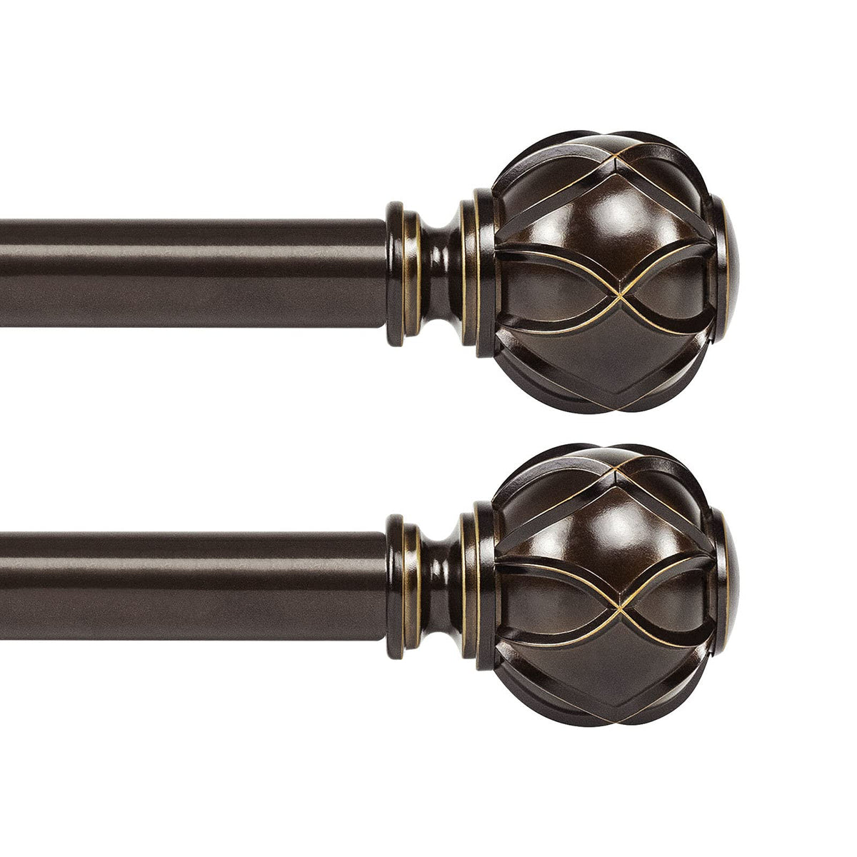 KAMANINA two-pack curtain rod extended to fit larger windows for flexible use