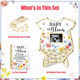 KAMUFU baby in bloom sign-in board invites guests to leave heartfelt messages.