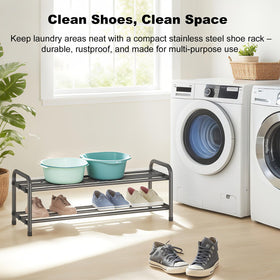 KANAV rack in closet creates organized shoe storage and easy access.