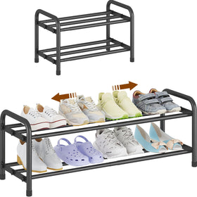 KANAV 2-Tier expandable shoe rack side view for compact entryway storage.