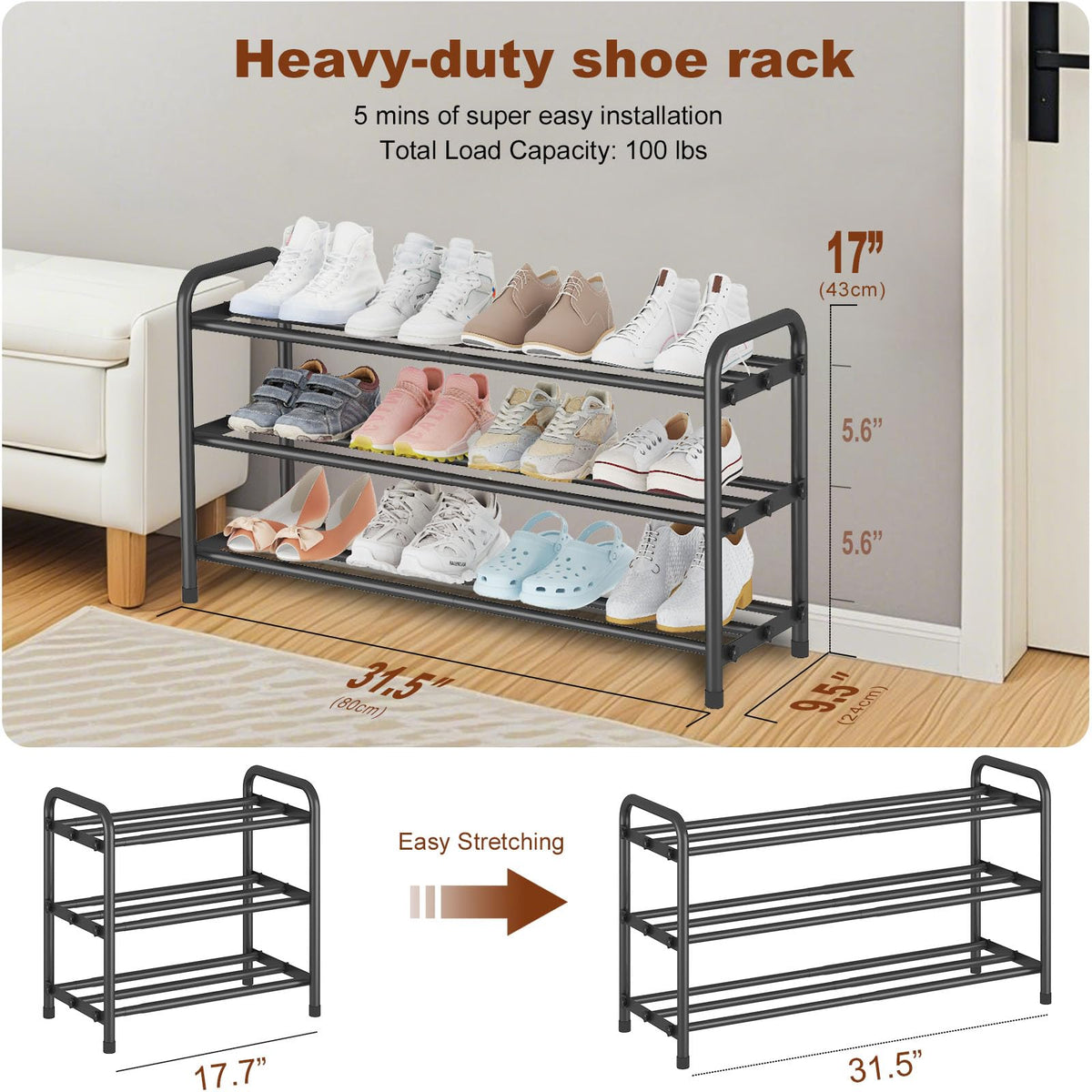 KANAV shoe rack assembled tool-free installation highlights easy setup.