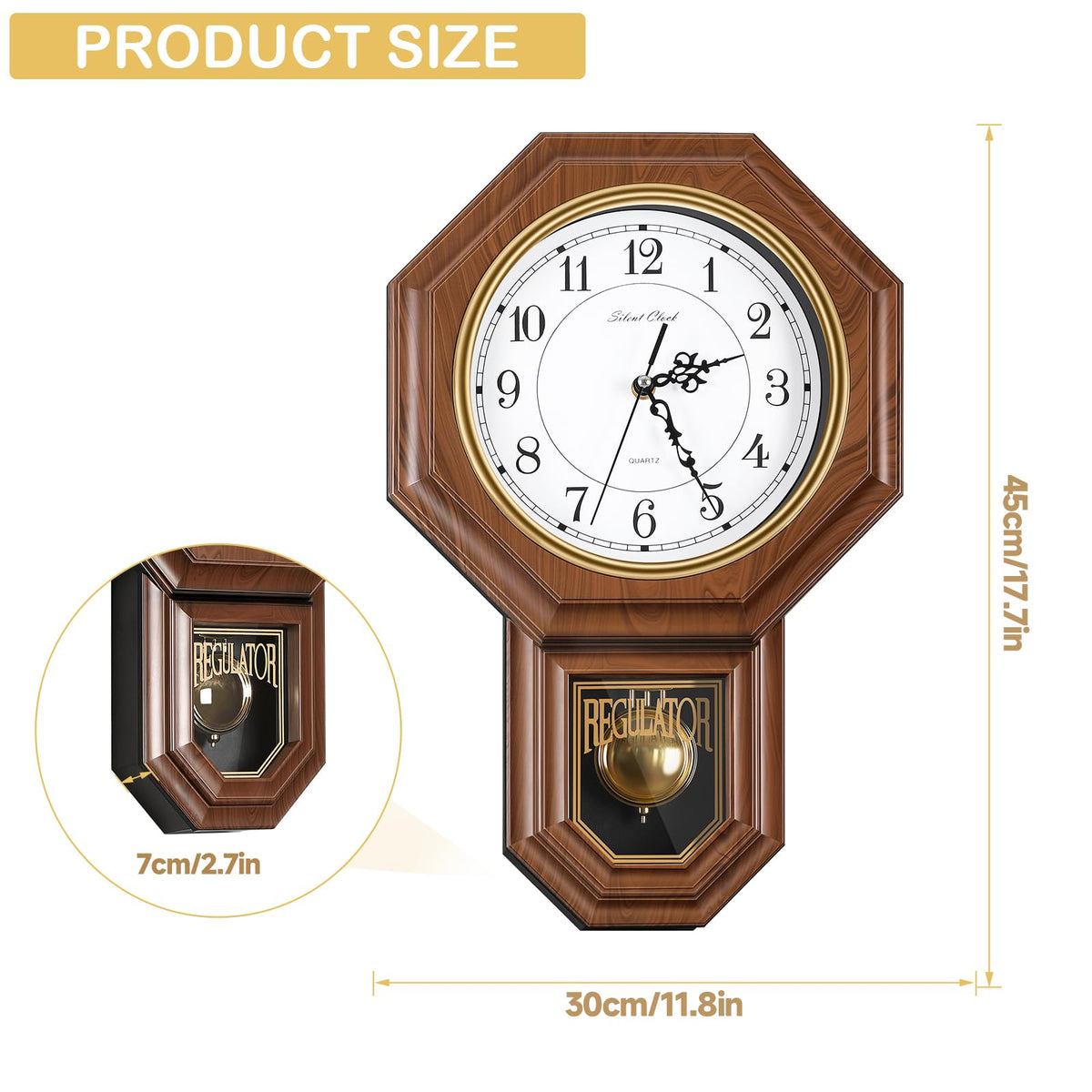 KANEODOT regulator clock in imitation wood brings timeless elegance to kitchens.