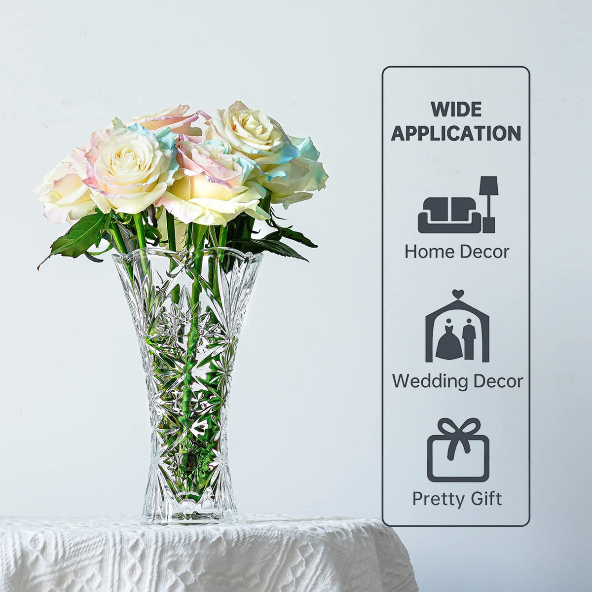 Wedding centerpiece using Kanpura Clear Crystal Vase