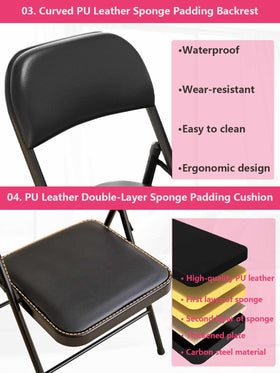 KAOCHA folding chair with black steel frame for durable indoor/outdoor use.