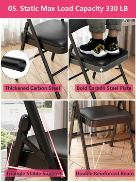 KAOCHA folding chair stackable design saves space for easy storage.