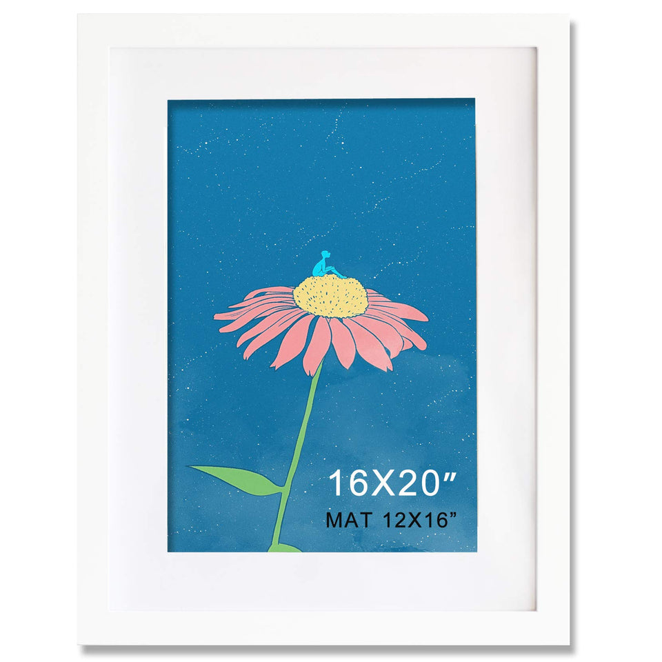 KAOIKO 16x20 white wood frame with mat front view for elegant home display