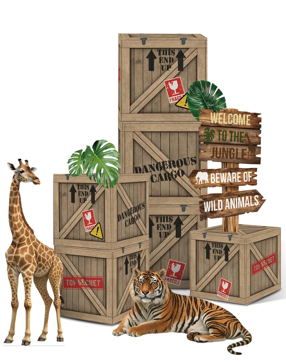 KARAQY Jungle Safari 10inch favor box for themed decor and easy setup.