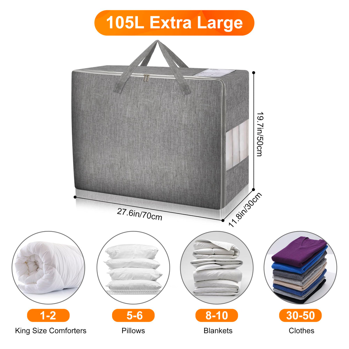 Karceyworth 3-pack extra-large bags with reinforced handles for heavy items.