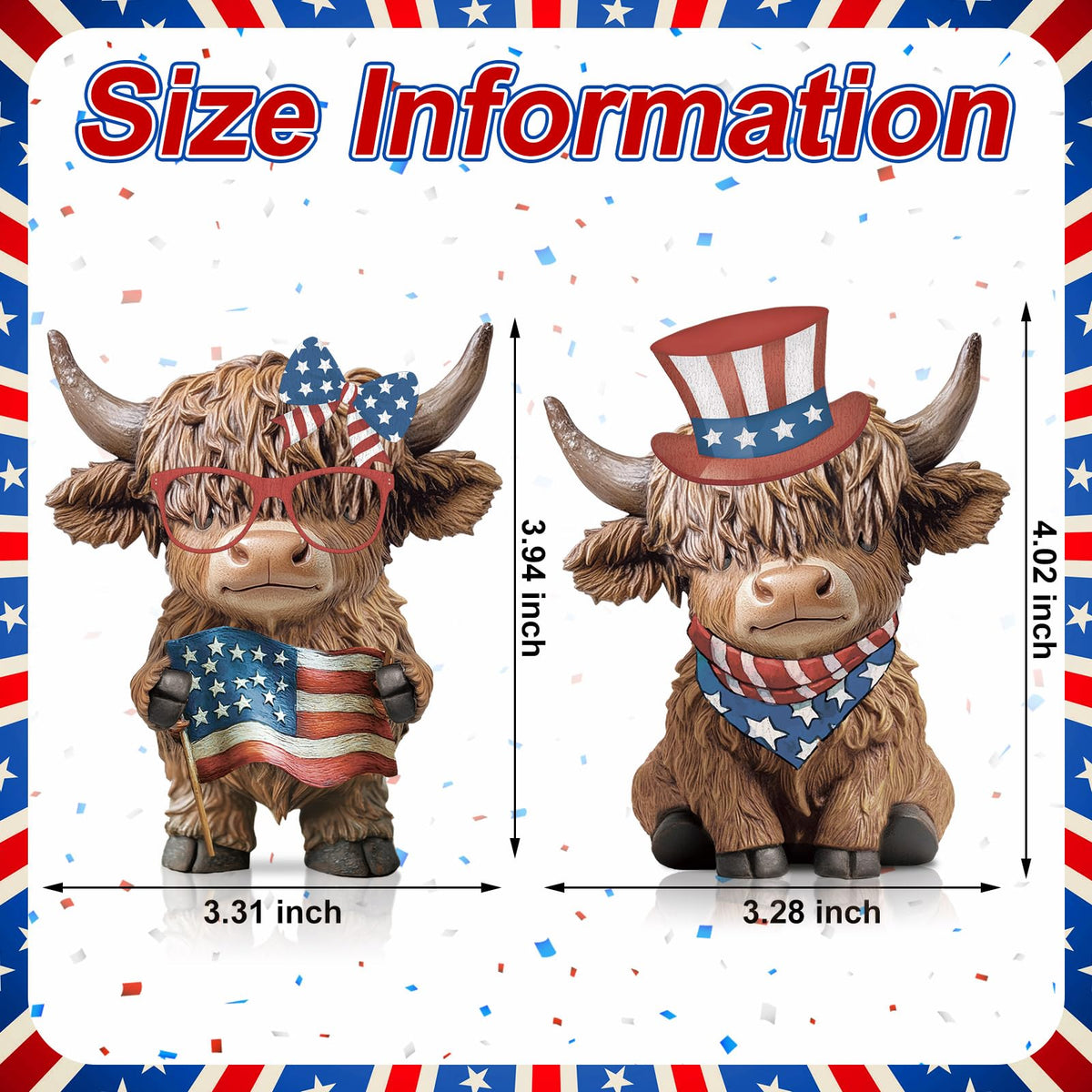 Karenhi American flag themed cow figurine enhances patriotic shelves and mantels