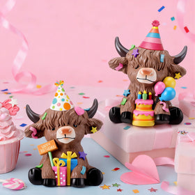 Karenhi farmhouse table decor featuring Highland cow figurines