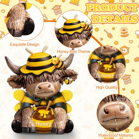Karenhi resin Highland cow statuette highlights durable texture for lasting rustic accents