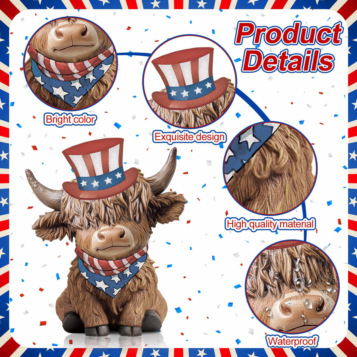 Karenhi resin cow decor ideal for Independence Day display and festive tables