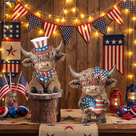 Karenhi Scottish Highland cow in brown resin adds durable decor for year-round appeal