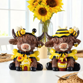 Karenhi cow figurine set shines on tiered trays, coffee bars, or mantels