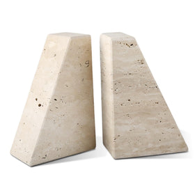 Karibiber travertine bookends support heavy books with Italian craftsmanship